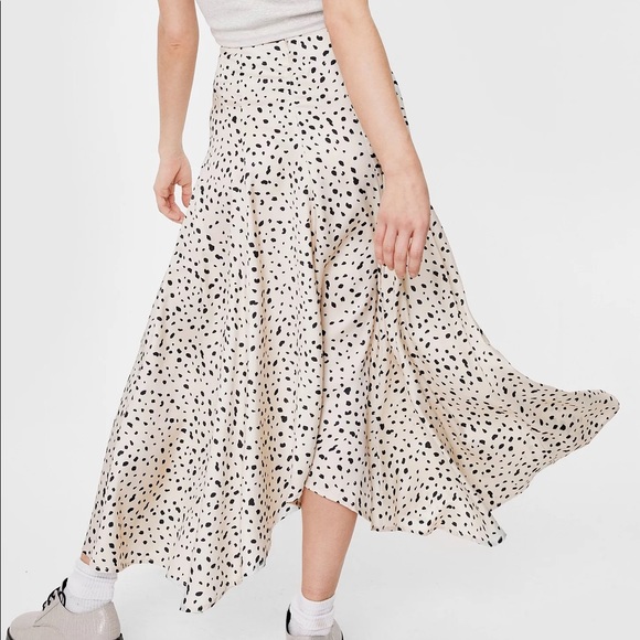 Nasty Gal Dresses & Skirts - Nasty Gal Abstract Polka Dot Satin Midi Skirt